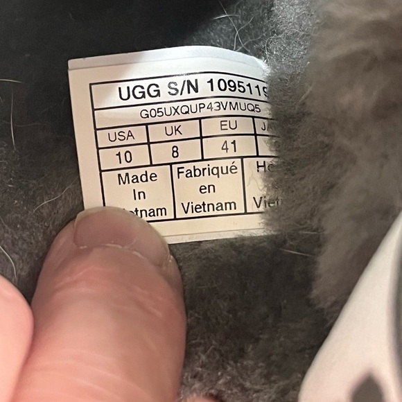 UGG Gray Fluffy Slide Fur Slippers Womens Size 10 Slingback - Picture 6 of 8